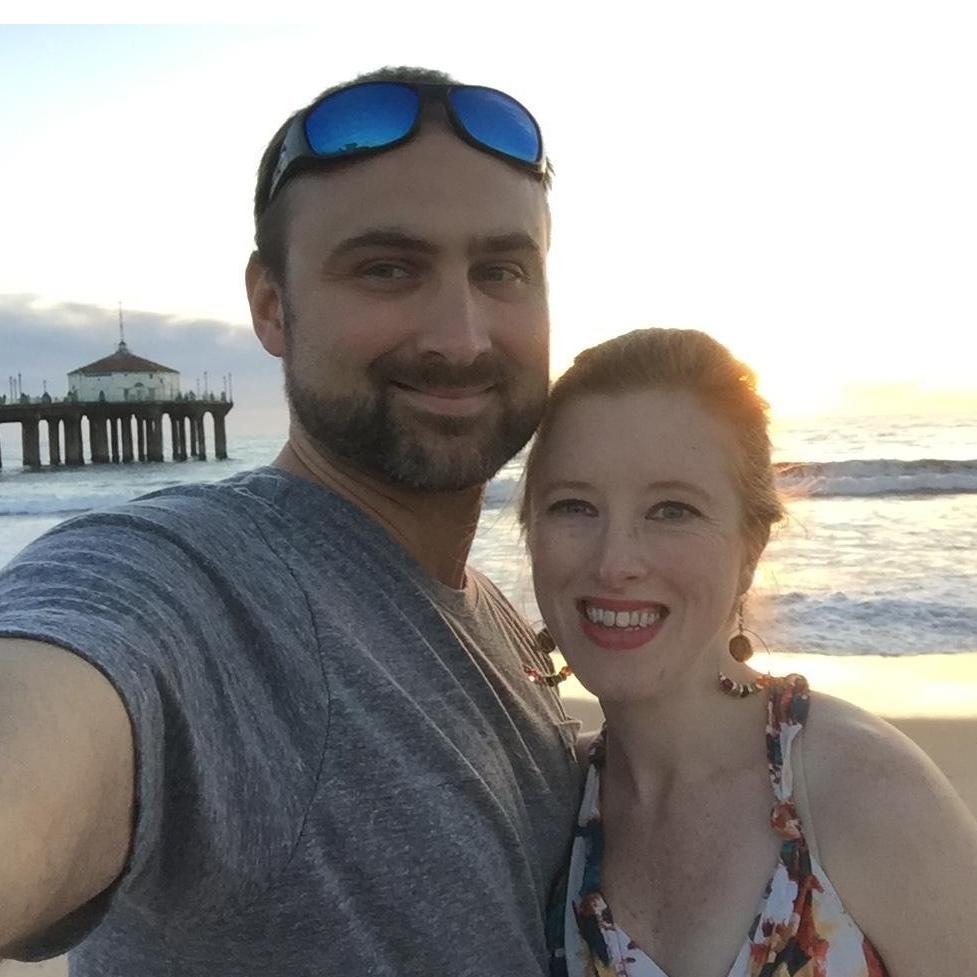 Manhattan beach at sunset.