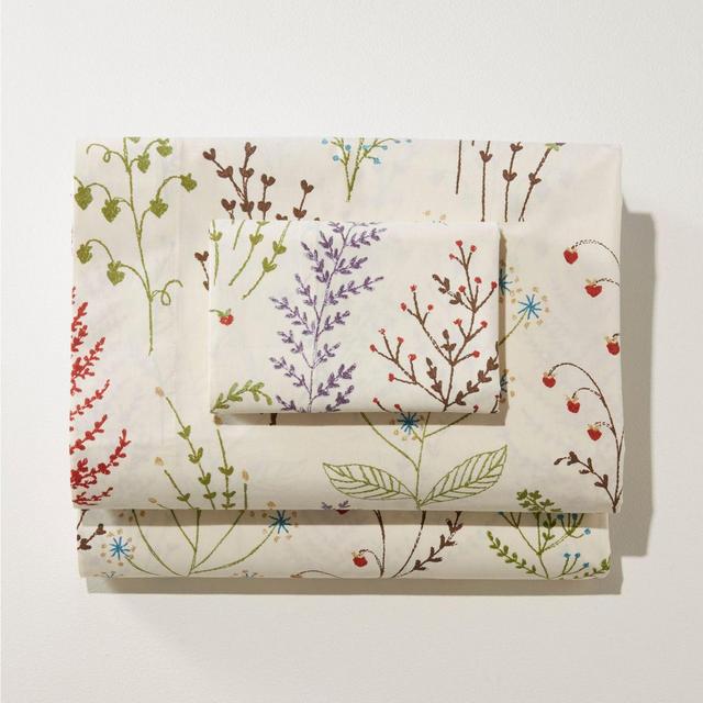 Botanical Floral Percale Sheet Collection Queen