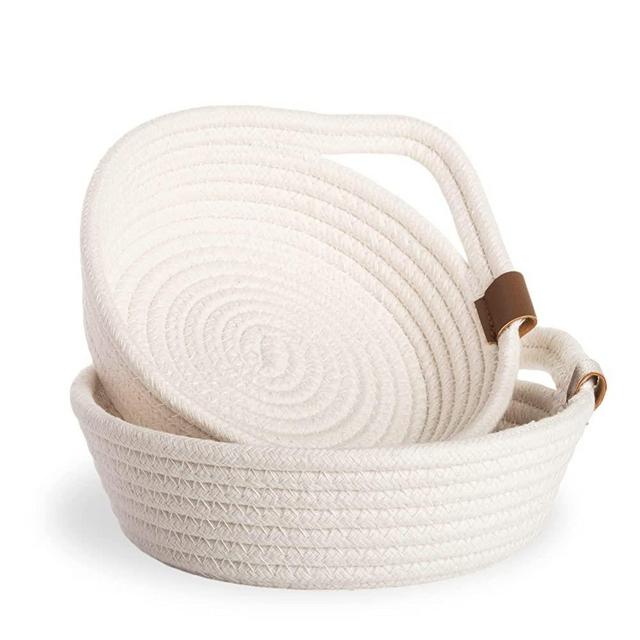Set of 2 Small Baskets for Organizing, Decorative Storage Baskets - White Key Bowl for Entryway Table, Catchall Tray for Bedside & Coffee Table, Dresser & Montessori Shelves Effortless Organization