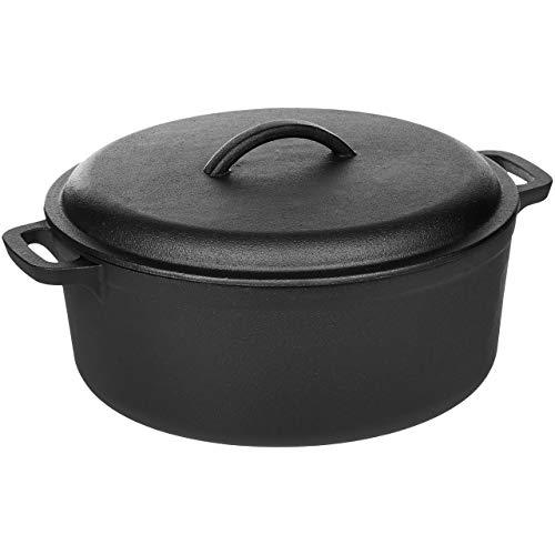 AmazonBasics Pre-Seasoned Cast Iron Dutch Oven Pot with Lid and Dual Handles, 7-Quart