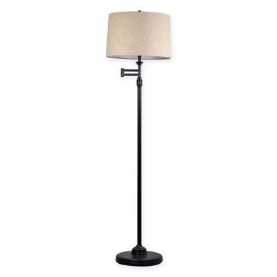 Adesso® Julian Swing Arm Floor Lamp in Antique Bronze with Fabric Shade