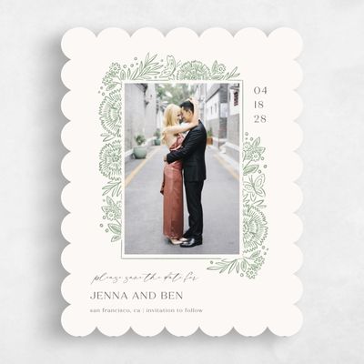 Green Scalloped Wedding Save the Date - Keita Photo