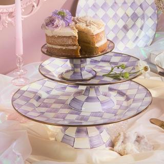 Violet Check Pedestal Platter