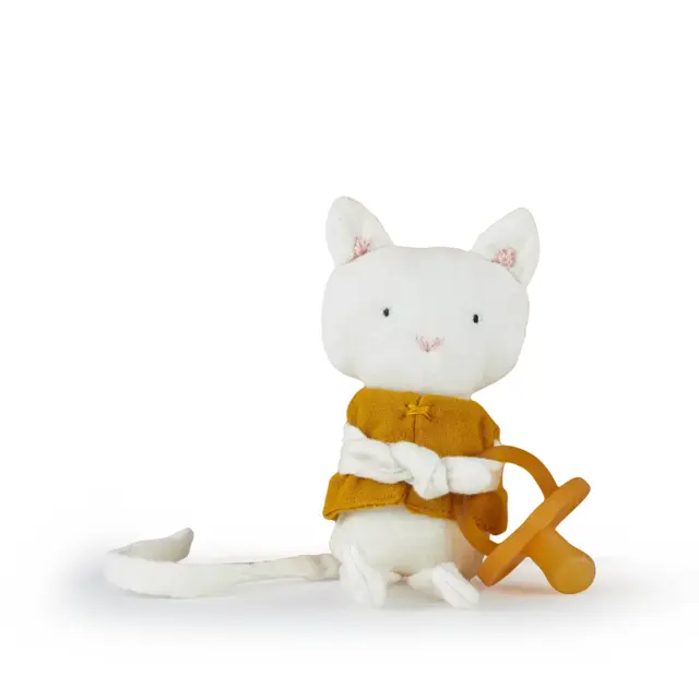 Schnullerhalter Katze Kasimir, natur, ca. 21 cm, 100 % Baumwolle, GOTS