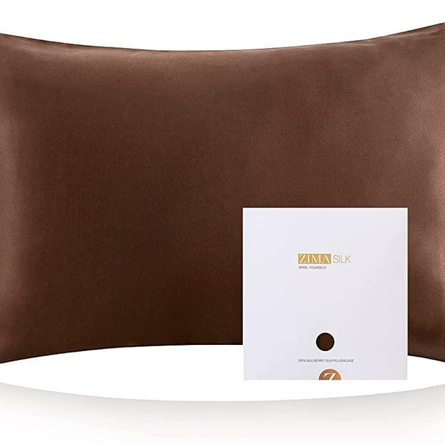 ZIMASILK 100% Mulberry Silk Pillowcase for Hair and Skin Health,Soft and Smooth,Both Sides Premium Grade 6A Silk,600 Thread Count,with Hidden Zipper,1pc (Queen 20''x30'',Chocolate)