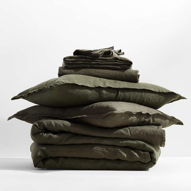 European Flax®-Certified Linen Burnt Green King Bedding Set