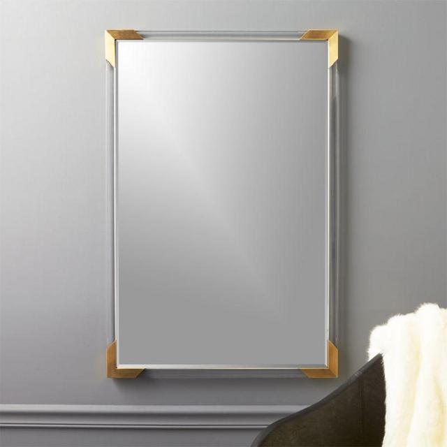 Gold + Acrylic Rectangular Powder Room Mirror