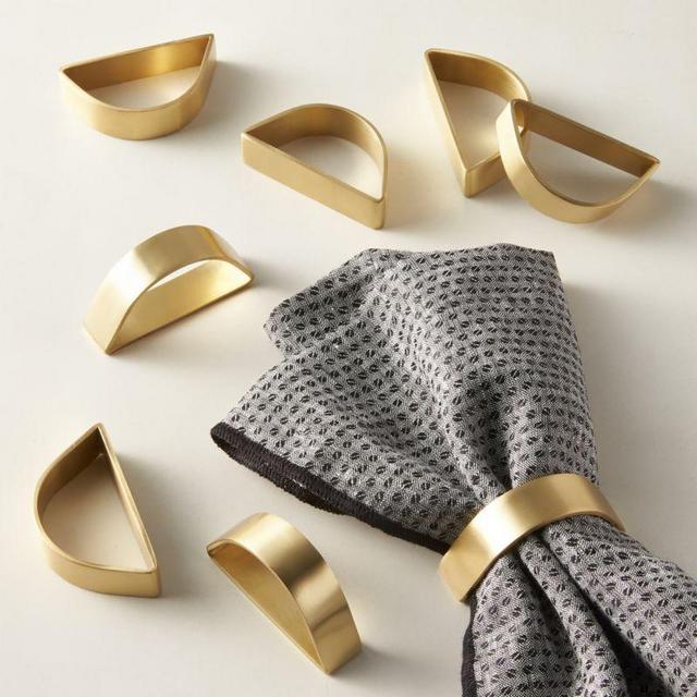 Cuff Brushed Gold Napkin Rings Set of 8