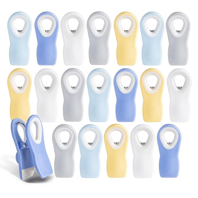 COOK WITH COLOR Bag Clips with Magnet - Chip Clips, Food Storage with Airtight Seal Grip for Bread, Snack and Food Bags (Yellow and Blue, Pack of 20)