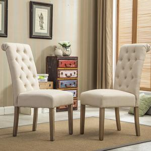 Roundhill Furniture Habit Solid Wood Tufted Parsons Dining Chair - Tan