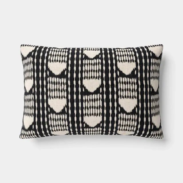 Lumbar Ikat Stripe Indoor Throw Pillow Charcoal/Neutral - Room Essentials™