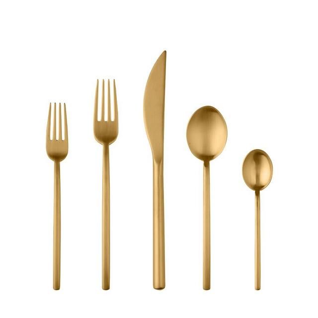 Mepra Due 5-Piece Flatware Set, Brushed Gold
