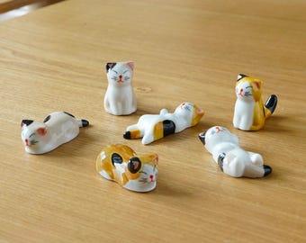 Ceramic Cat Chopstick Rest: Handmade Kawaii Tableware