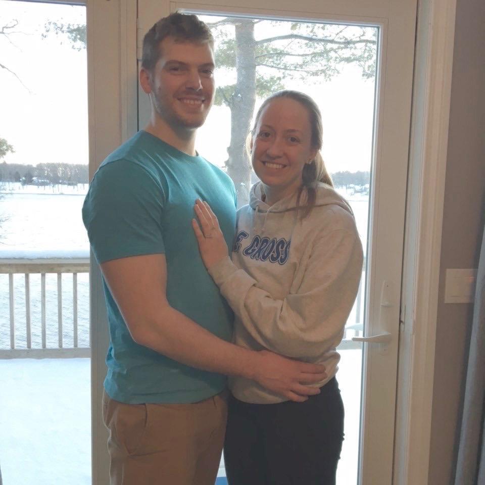 Right after Eric proposed (yes, I was wearing my middle school sweatshirt)! (2018).