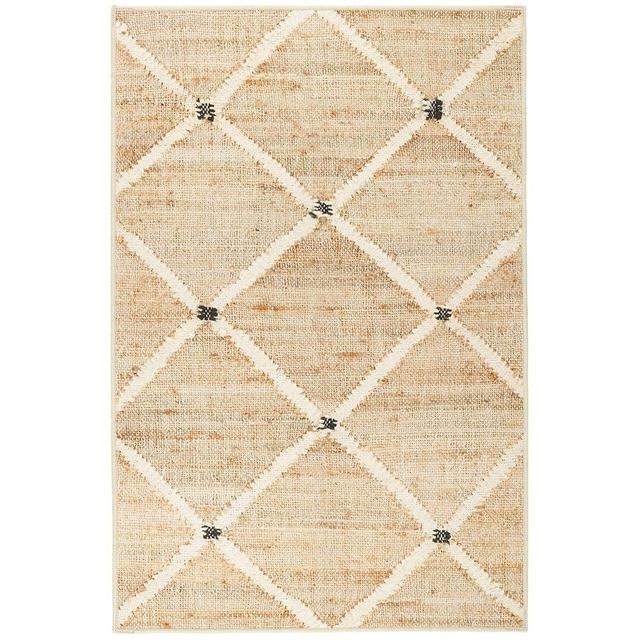 Dash and Albert Kali Machine Washable Area Rug - Runner - 2.5' x 8' Natural - Diamond Accent Rug - Anti-Slip Backing, Lightweight, Machine Washable, High Traffic Areas Kitchen, Mudroom, Laundry Room
