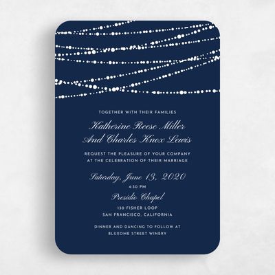 Blue Rounded Wedding Invitation - Moonlight Edge
