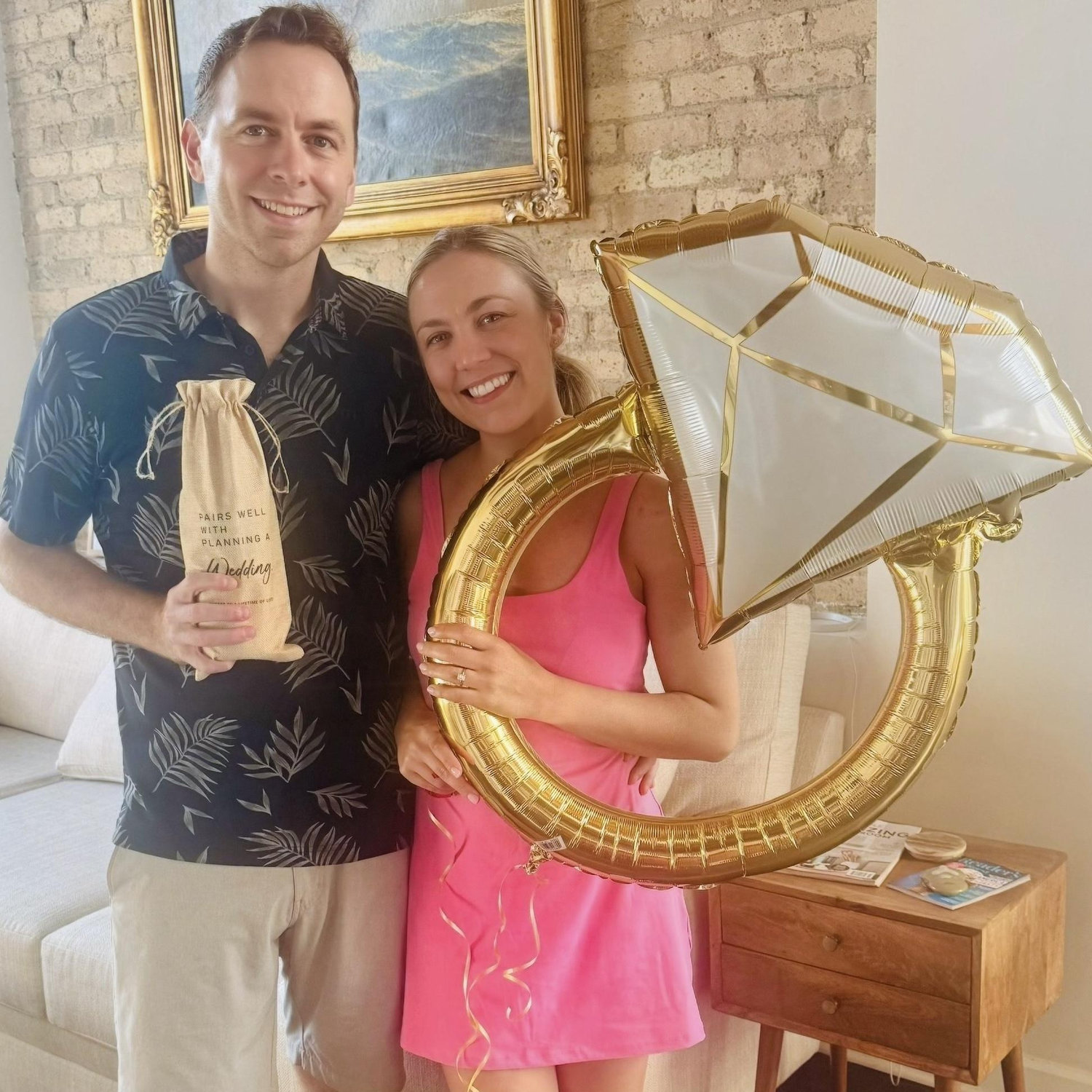 Celebrating our engagement! We got engaged July 6, 2025.