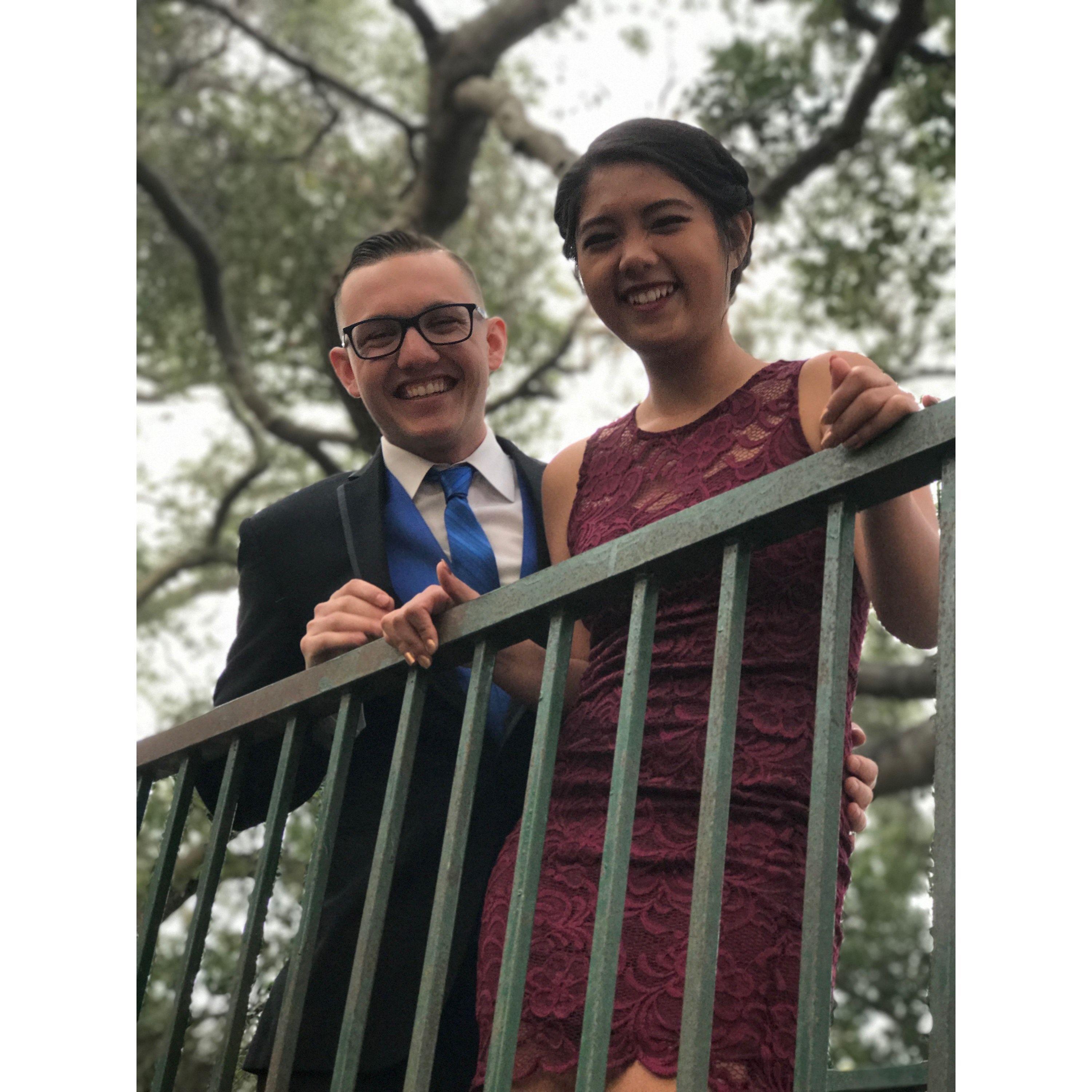 Us at a wedding in 2017