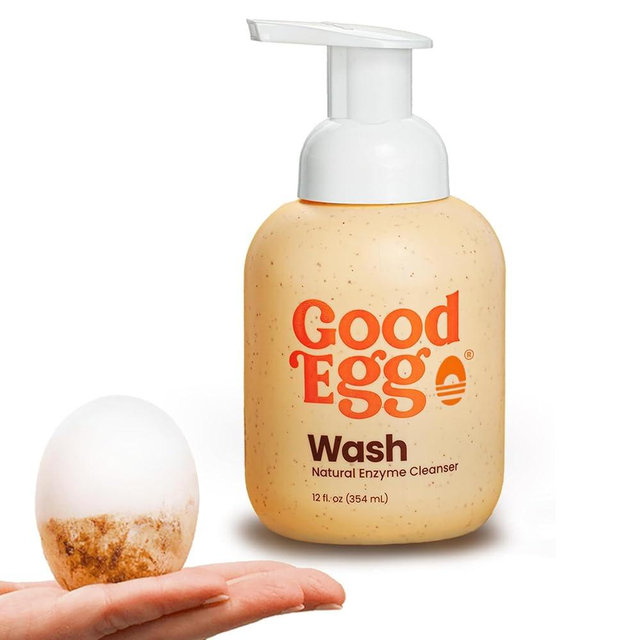 GoodEgg Organic Egg Cleaner for Farm Fresh Eggs, Food-Grade, Non-Toxic, Chicken Coop Accessories, Egg Washing Solution, USA-Made Foaming Pump, Refillable 12floz Bottle, As Seen On Shark Tank