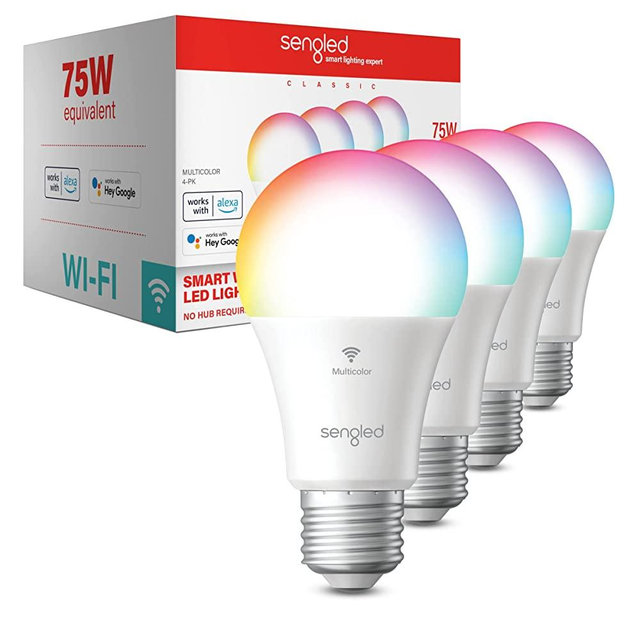Sengled Alexa Light Bulb, 1050 Lumens WiFi Bulb, Smart Color Changing Light Bulb, LED Smart Bulbs that Work with Alexa & Google Assistant, E26, A19 Dimmable RGB, 75W Equivalent, No Hub Required, 4pack