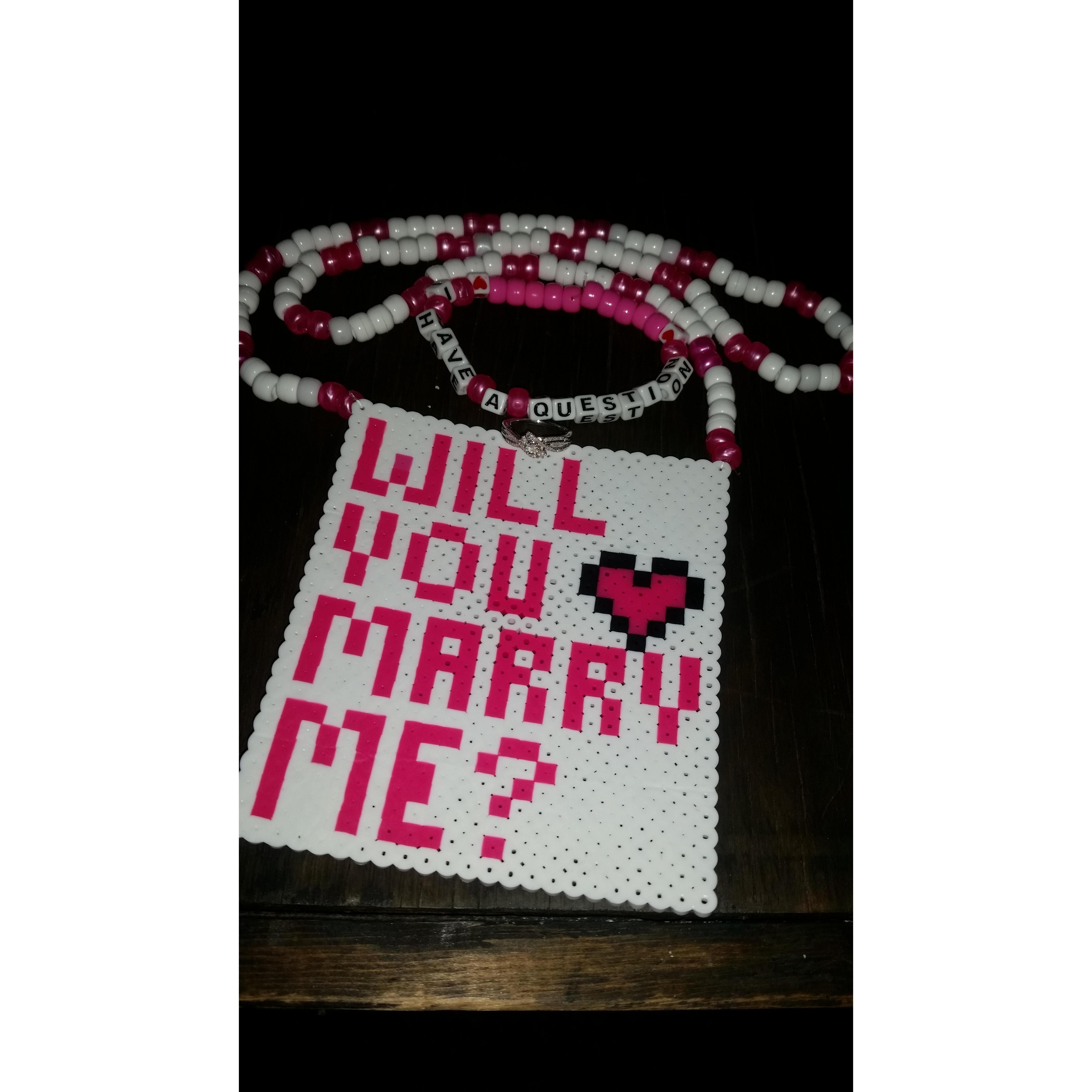 The "kandi" he had made, & the ring he proposed with.