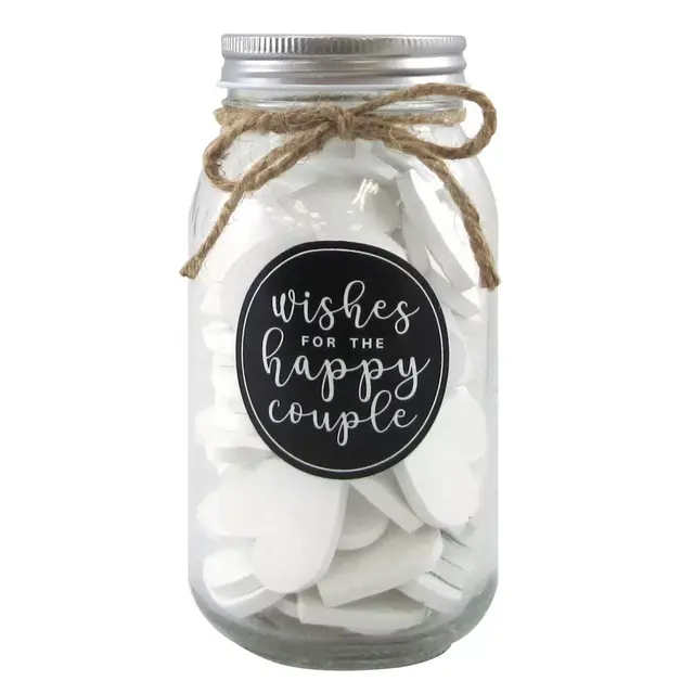 60-Piece Wooden Hearts Wedding Wish Jar