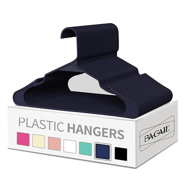 Standard Plastic Hangers Ideal for Everyday Home Use Lightweight Space Saving Laundry Hangers,Heavy Duty Clothes Hanger for Dress,Pants,Coats Etc.(Navy 60 Pack)