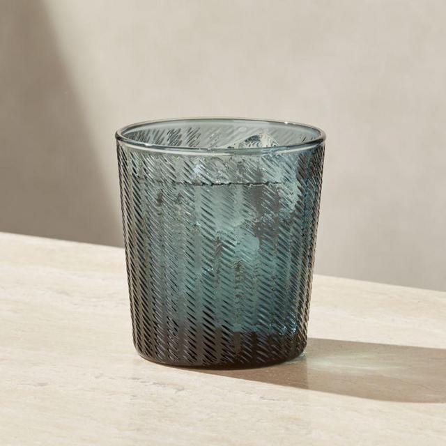 Stroke 14-Ounce Teal Textured Double Old-Fashioned Glass