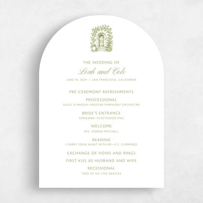 Green Arch Wedding Program - Passage