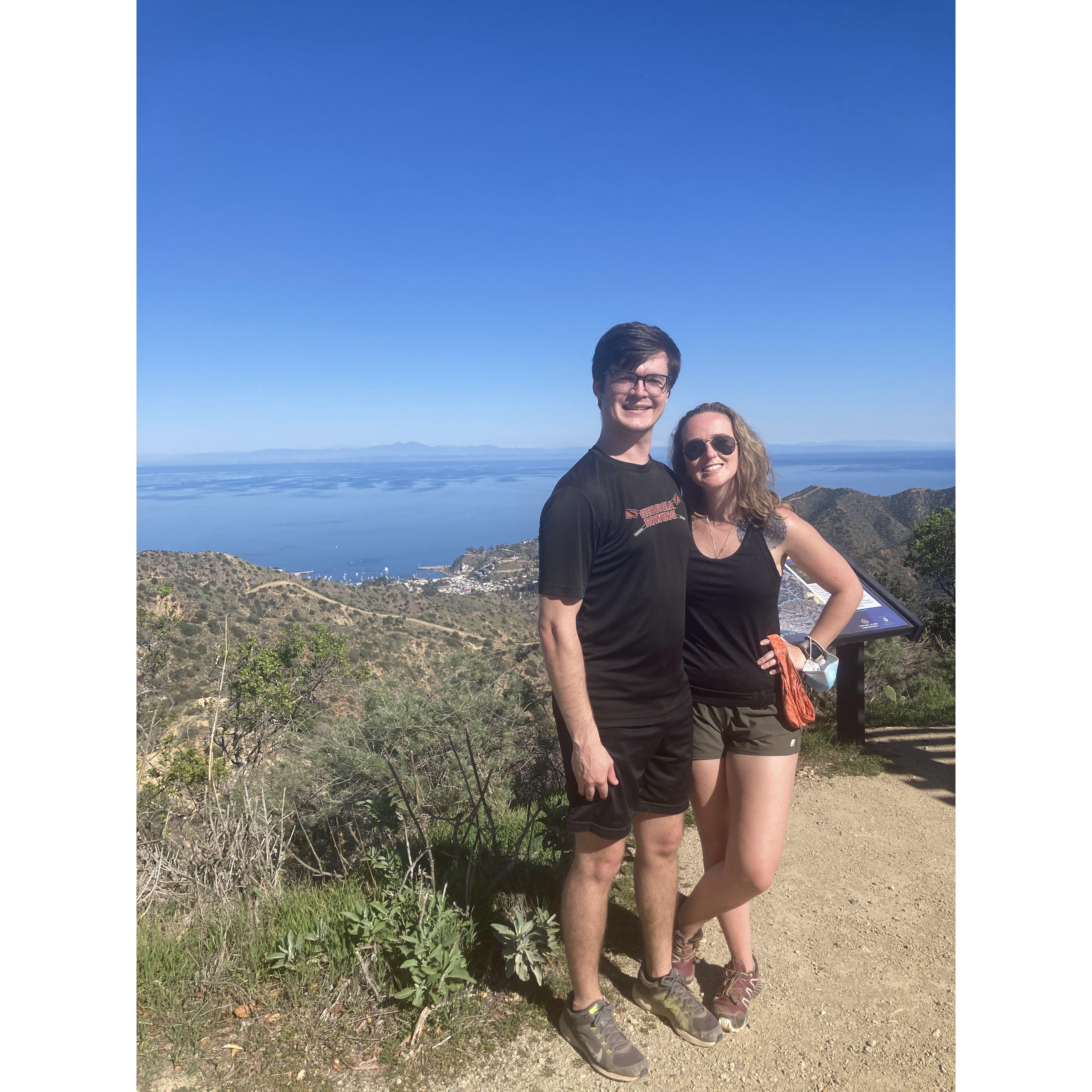 On our first solo trip, hiking around Catalina