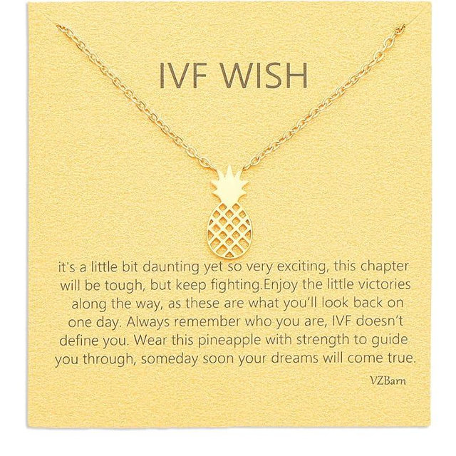 VZBarn IVF Infertility Mom Pineapple Strength Necklace Fertility Wish Stress Relief Support Gift for Women