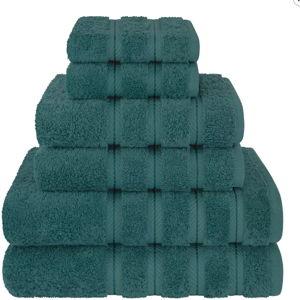 American Soft Linen Luxury Turkish 6 Piece Towel Set, 100% Cotton Soft Absorbent Bath Towels for Bathroom