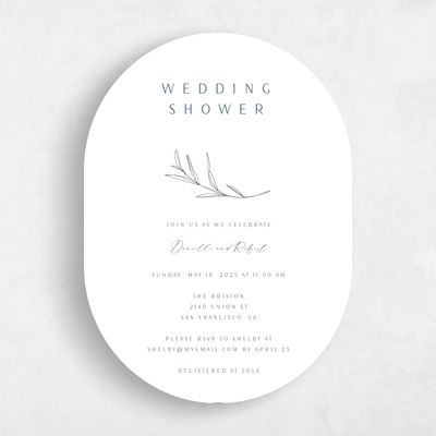 White Oval Wedding Wedding Shower Invitation - Avila Classic