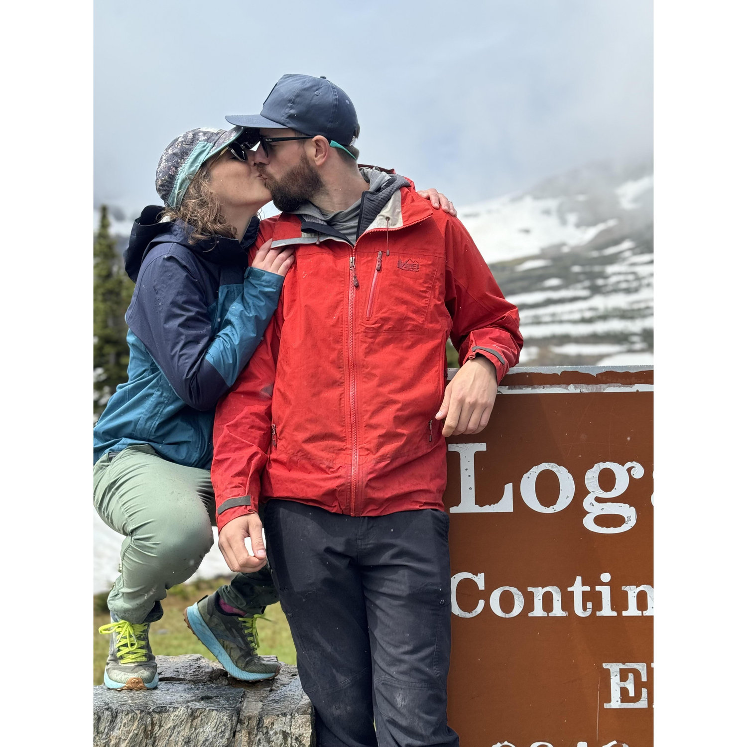 At the Continental Divide on Logan's Pass, during our engagement trip!