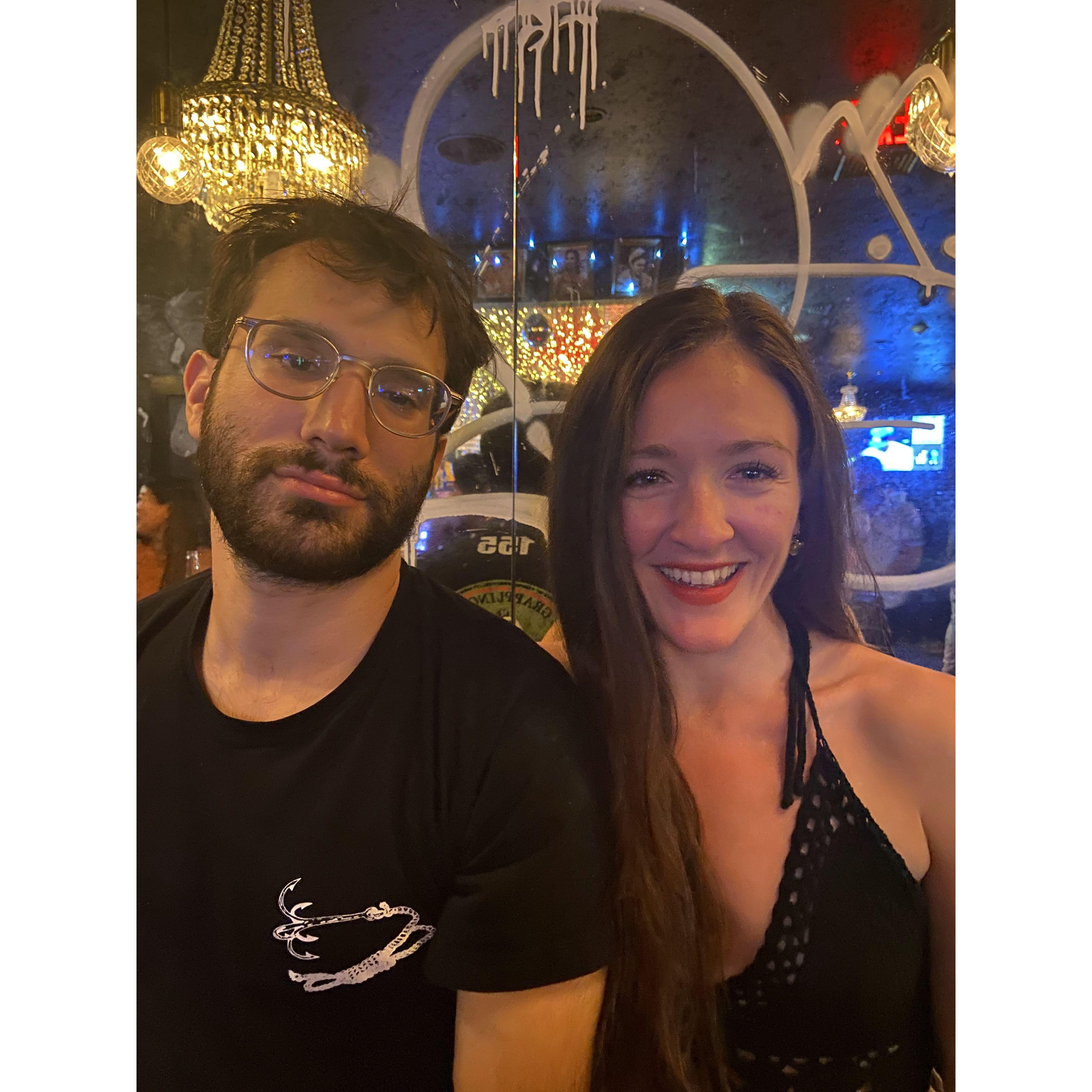 Sometimes we went out, and it wasn't just for weddings or sports (dinner in Boston)