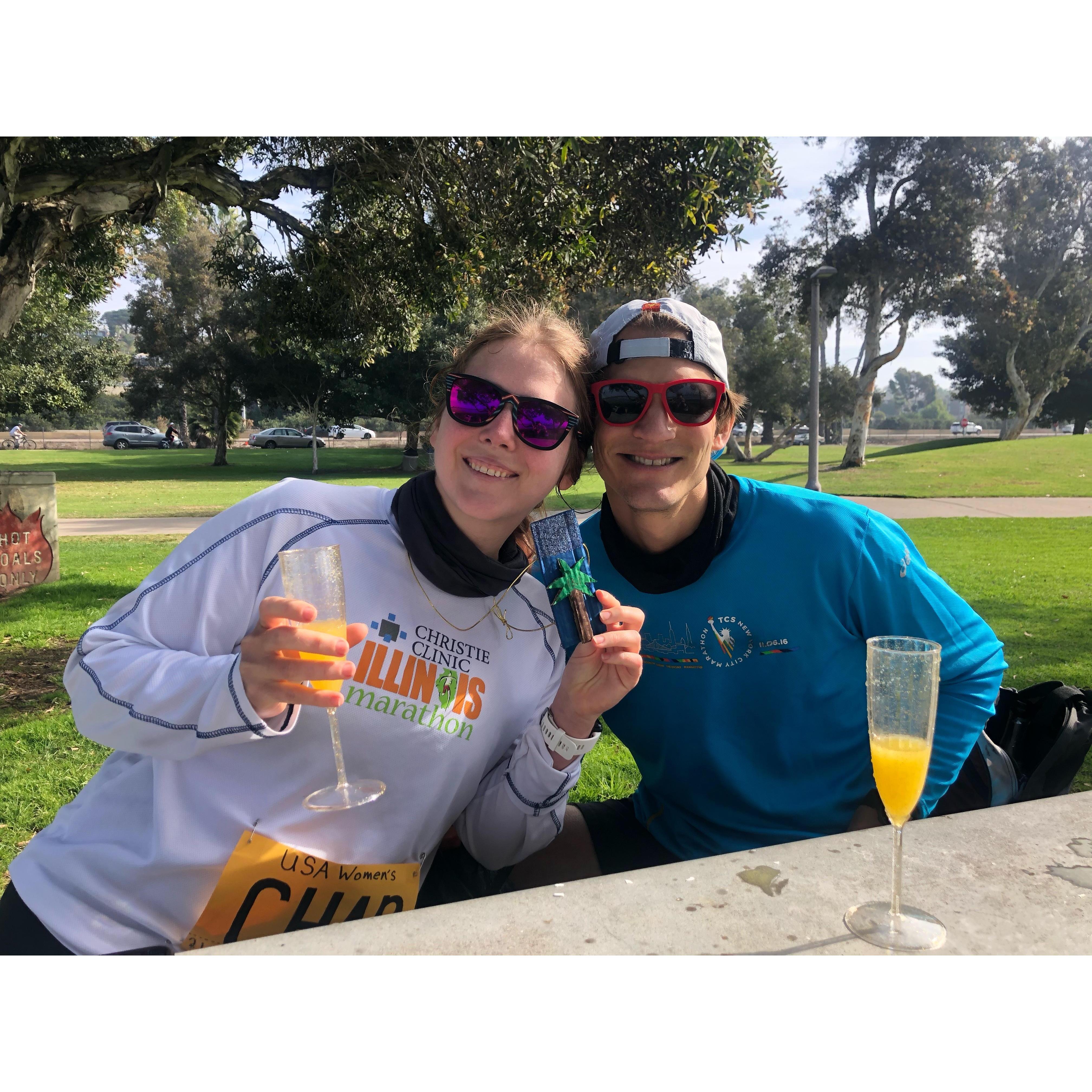 Celebrating our first half marathon together!