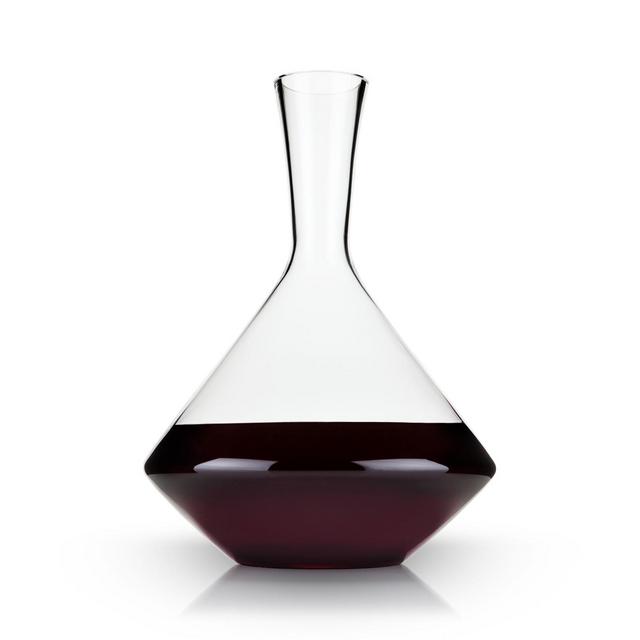 Viski Angled Wine Decanter Set of 1 - Crystal, Modern Wine Decanter for Red or White Wine, Stunning Gift - 60 oz, Clear Finish