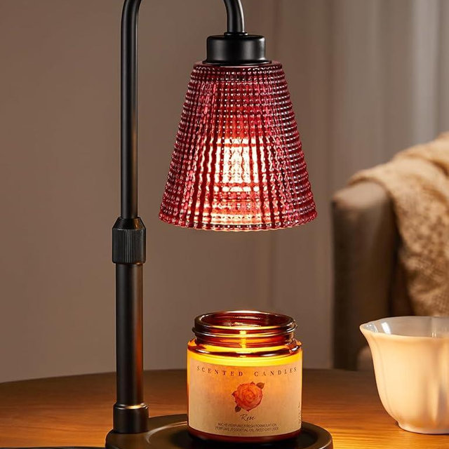 Innqoo Pomegranate Red Candle Warmer Lamp with Timer, Dimmable Candle Warmer for Home Decor, Height Adjustable Candle Lamp for Jar Candles, Birthday Gifts for Women Mom, House Warming Gifts New Home