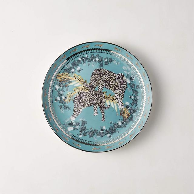 Loki Turquoise Tiger Dessert Plate by Matthew Williamson
