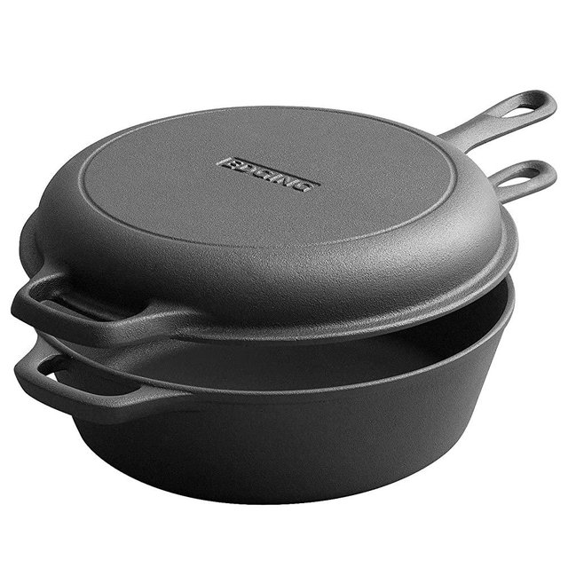 Pre-Seasoned Dutch Oven Cast Iron Skillet Pan Set, EDGING CASTING Cast Iron Dutch Oven Pot with Skillet Lid Cookware Set,10" Deep Pot Skillet Pan for Cooking, Baking,Frying, Bread,Camping,BBQ