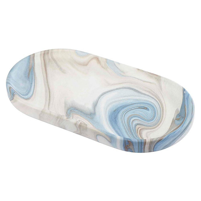 Avanti Linens - Vanity Tray, Resin Countertop Accessories, Guest Bathroom Essentials (Waves Collection, Blue)