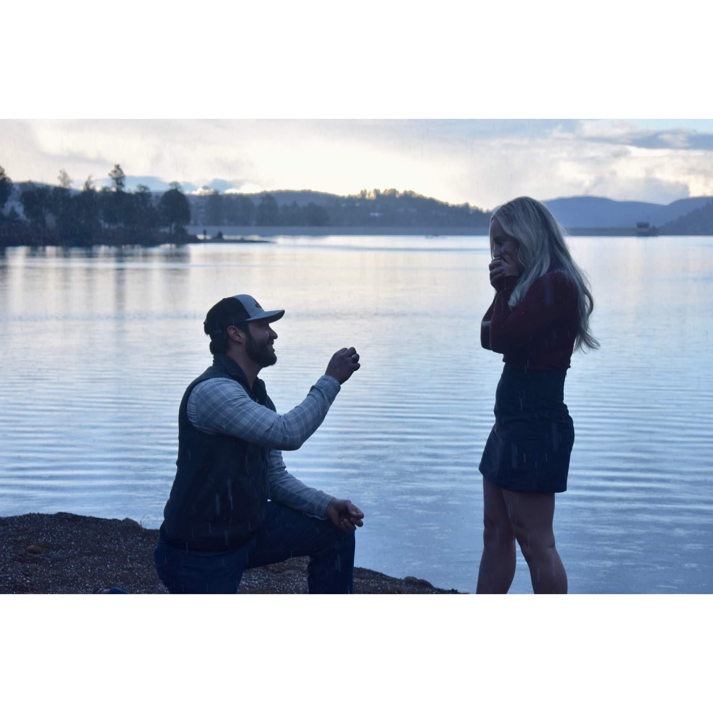 The happiest moment!
You guessed it, Cody proposed in Ruidoso. It was the most magical moment, as soon as we got to this place it started snowing!