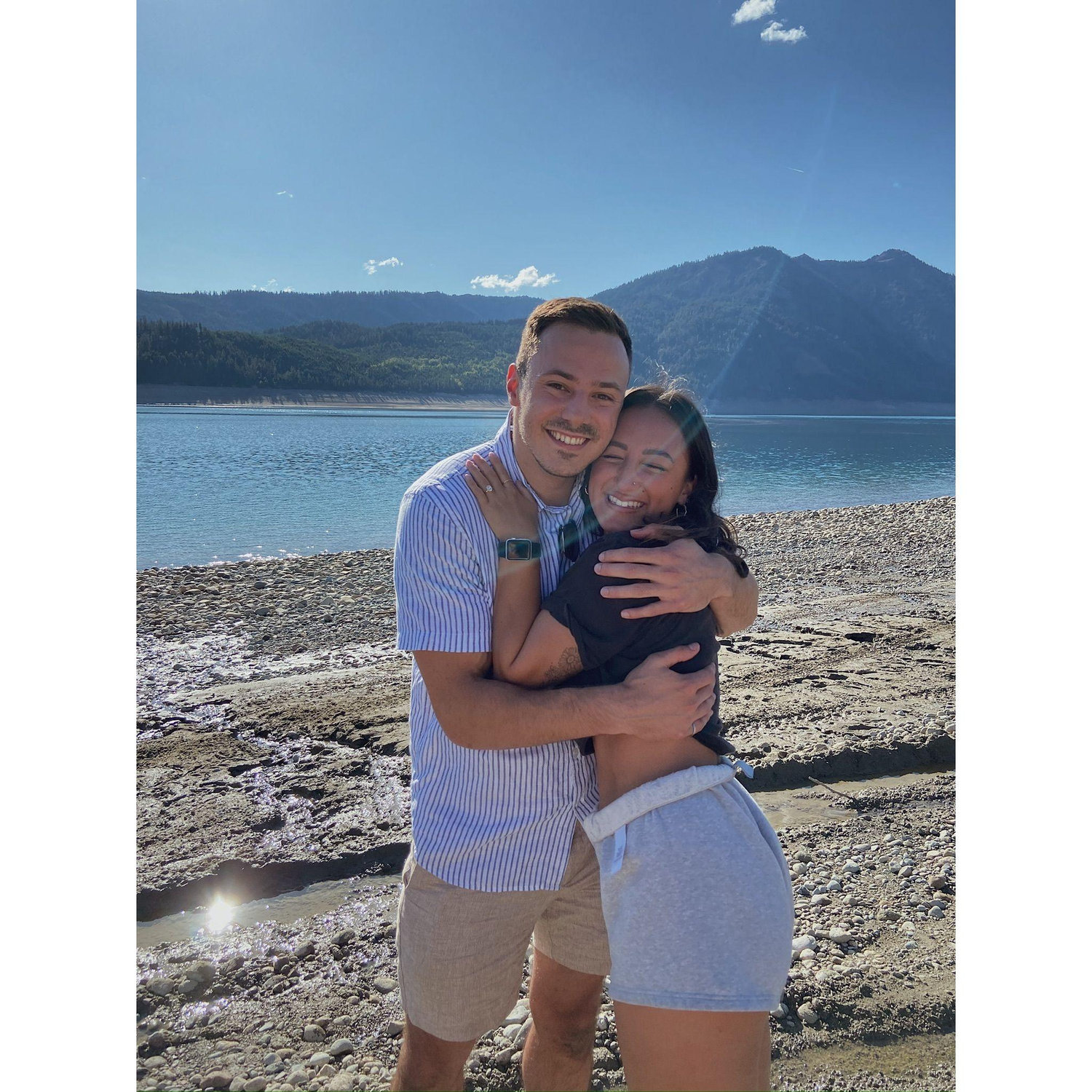 Lake Elum, September 8, 2023. Moments after Iggy proposed <3 Sweat shorts and all :)