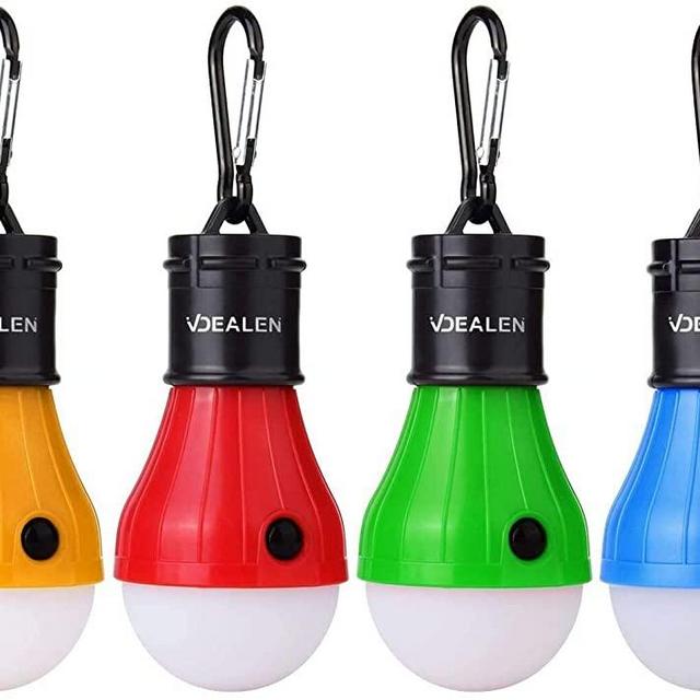 Vdealen LED Tent Lantern Lamp Emergency Light Battery Powered Waterproof Portable Bulb for Hiking Fishing Camping Household Car Repairing (4 Pack) (Yellow+red+Green+Blue)