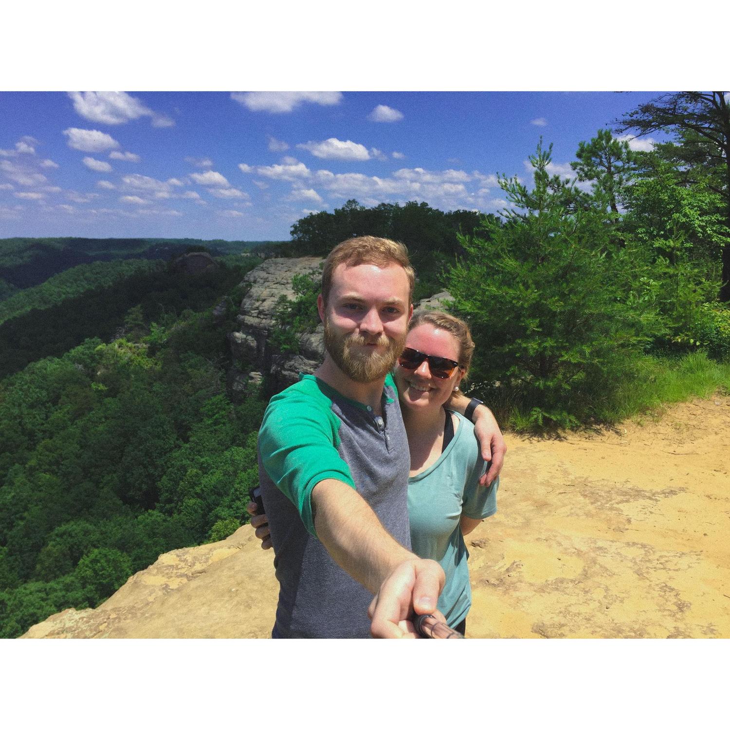 Celebrating our first anniversary with another foolishly challenging hike at Red River Gorge