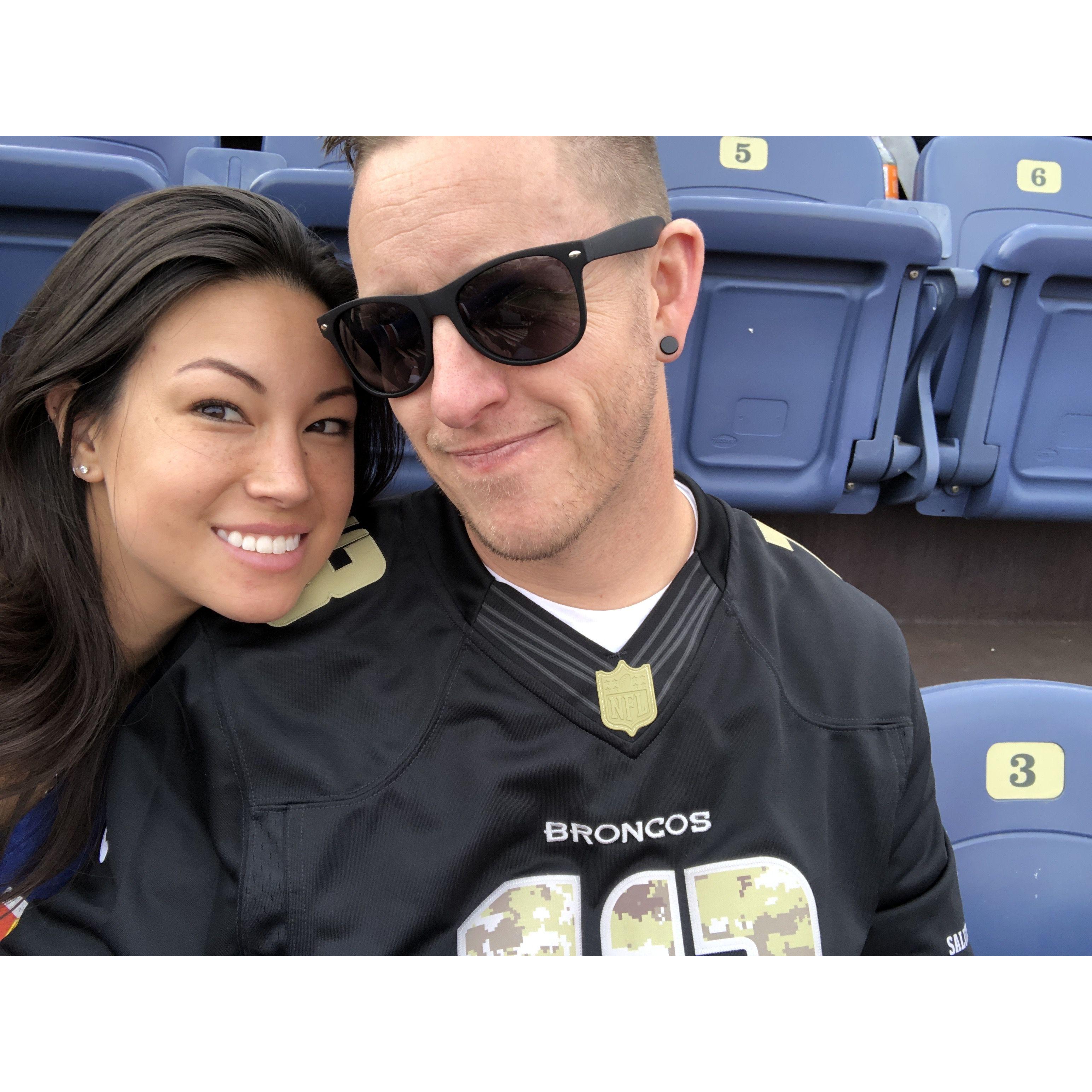Our first Broncos game. Still no Patriots games!