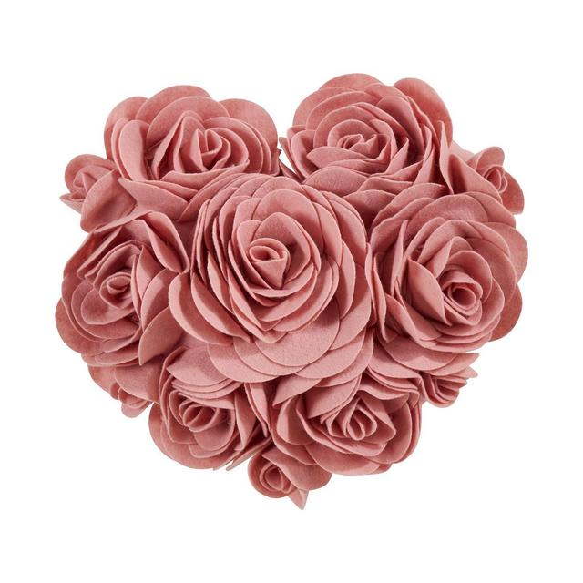 Saro Lifestyle Felt Heart Design Decorative Pillow, 13" x 13"