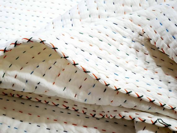 Handmade pure kantha quilt (queen)