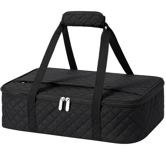 Insulated Casserole Carrier for Hot or Cold Food, Large Insulated Casserole Carrier, Reusable Lunch Box for Men/Women, for Men Adults Work Picnic Hiking Beach Fishing (Black) 17.12" x 11.42"x 4.53"