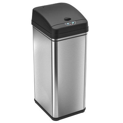 iTouchless - Touchless 13 Gallon Stainless Steel Automatic Touchless Trash Can with Carbon Filter Deodorizer